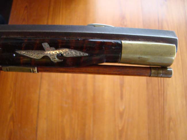 A fine silver inlaid curly maple Pennsylvania percussion long rifle by Joseph Douglass of Huntington county circa 1850-1860. — image 10
